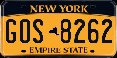 NY license plate GOS8262