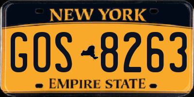 NY license plate GOS8263