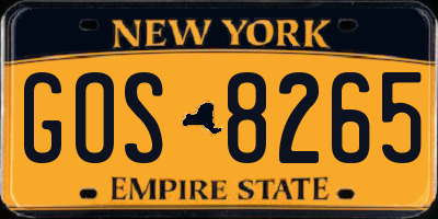 NY license plate GOS8265