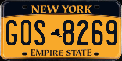 NY license plate GOS8269