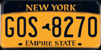 NY license plate GOS8270
