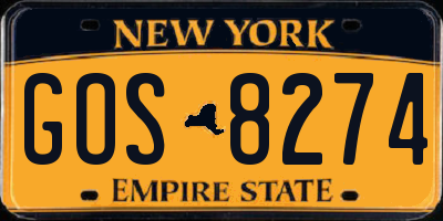 NY license plate GOS8274