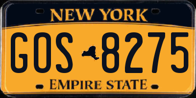 NY license plate GOS8275