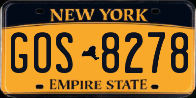 NY license plate GOS8278