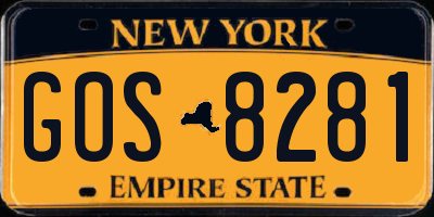 NY license plate GOS8281