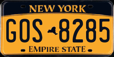 NY license plate GOS8285