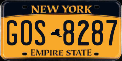 NY license plate GOS8287