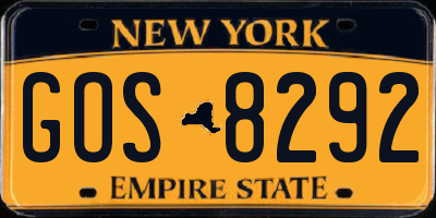 NY license plate GOS8292