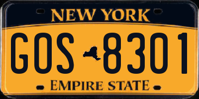 NY license plate GOS8301