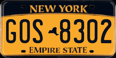 NY license plate GOS8302