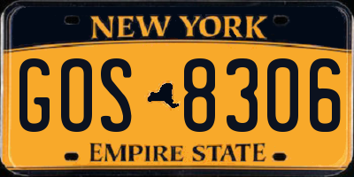 NY license plate GOS8306