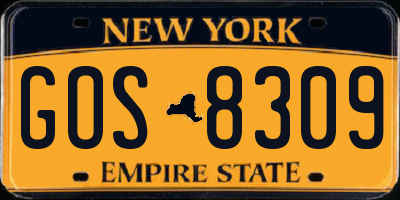 NY license plate GOS8309