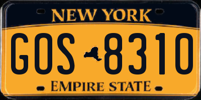 NY license plate GOS8310
