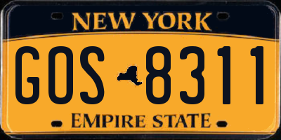 NY license plate GOS8311