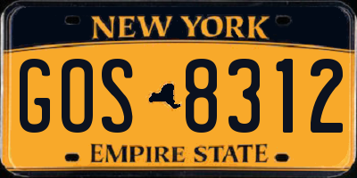 NY license plate GOS8312