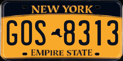 NY license plate GOS8313