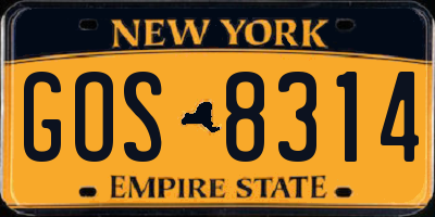NY license plate GOS8314