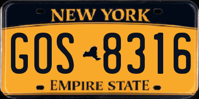 NY license plate GOS8316