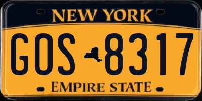 NY license plate GOS8317