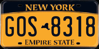 NY license plate GOS8318