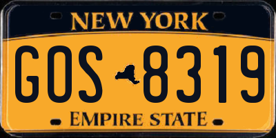 NY license plate GOS8319
