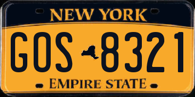NY license plate GOS8321