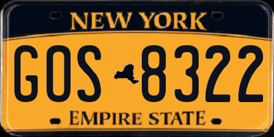 NY license plate GOS8322