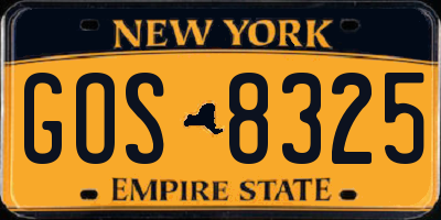 NY license plate GOS8325