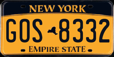 NY license plate GOS8332