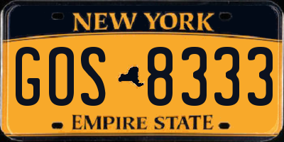NY license plate GOS8333