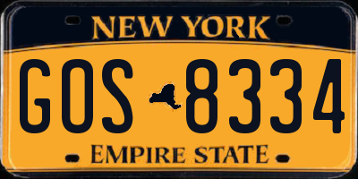 NY license plate GOS8334