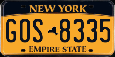 NY license plate GOS8335