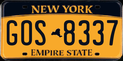 NY license plate GOS8337
