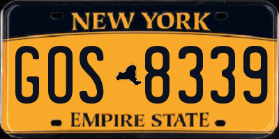 NY license plate GOS8339