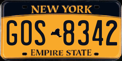 NY license plate GOS8342