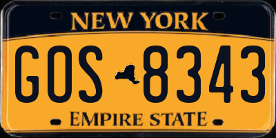 NY license plate GOS8343