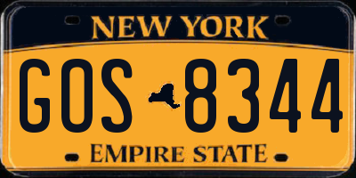 NY license plate GOS8344
