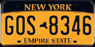 NY license plate GOS8346