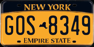 NY license plate GOS8349