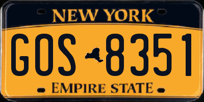 NY license plate GOS8351