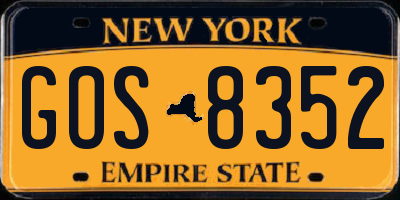 NY license plate GOS8352