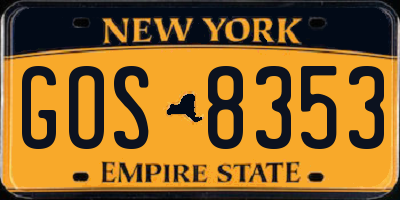 NY license plate GOS8353