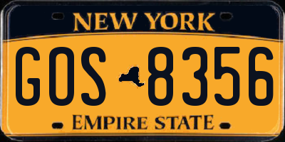 NY license plate GOS8356