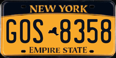 NY license plate GOS8358
