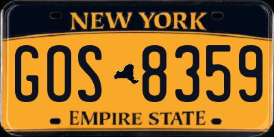 NY license plate GOS8359