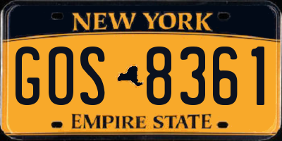 NY license plate GOS8361