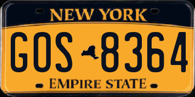 NY license plate GOS8364