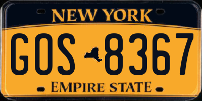 NY license plate GOS8367