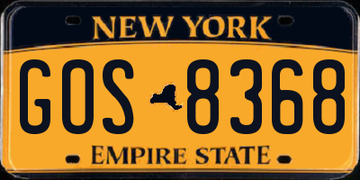 NY license plate GOS8368