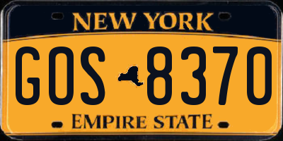 NY license plate GOS8370